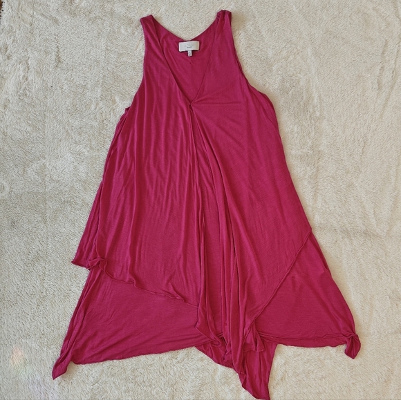Adam Lippes Sz Medium Asymetrical  Handkerchief Dress Pink Loose Fit Sleeveless - Picture 7 of 7